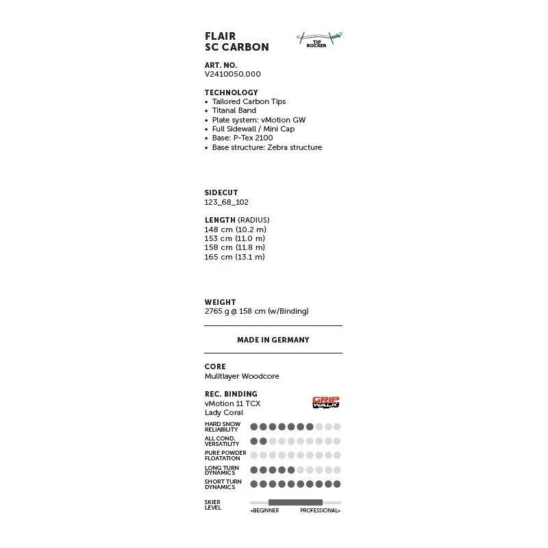 lyže Völkl Flair SC Carbon + vázání Marker vMotion 11 TCX model 2024