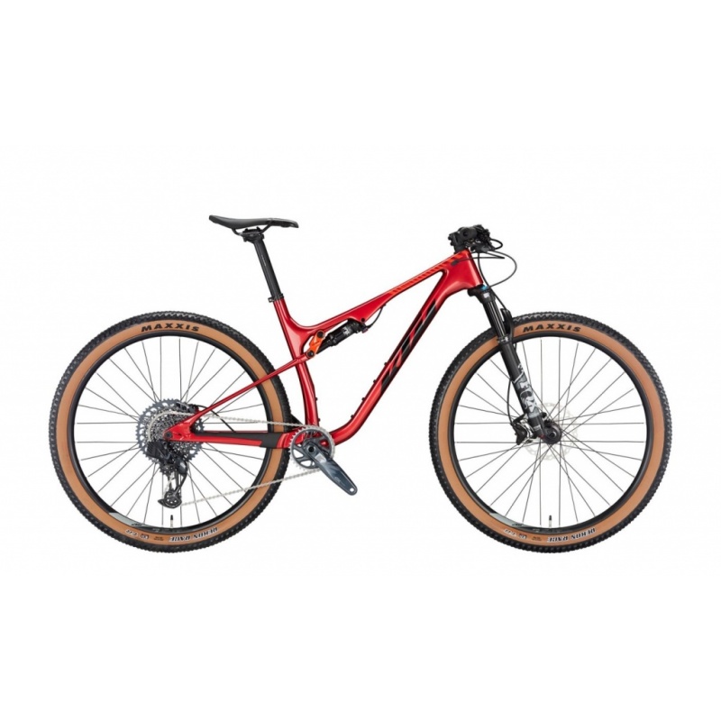 Celoodpružené horské kolo KTM SCARP ELITE AXS Chrome red (black+fire orange), model 2024