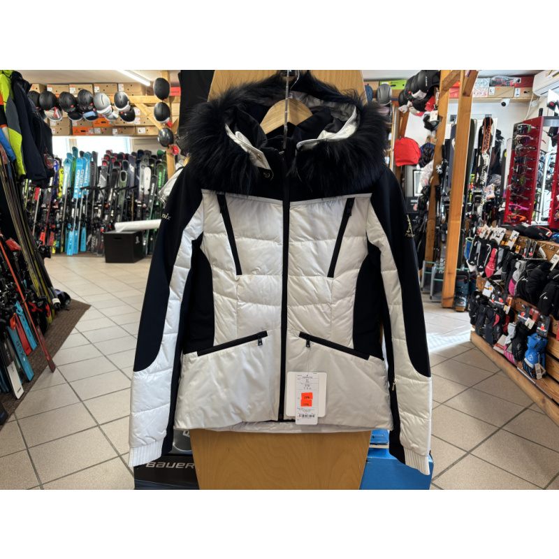 Dámská lyžařská bunda Phenix Elegant Snow Jacket, white + Mývalí kožešina PHENIX FUR RACOON černá