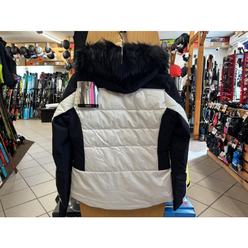 Dámská lyžařská bunda Phenix Elegant Snow Jacket, white + Mývalí kožešina PHENIX FUR RACOON černá